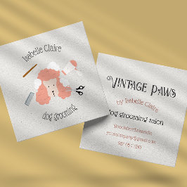 質感のある名刺ヴィンテージレトロドッググルーミング スクエア名刺