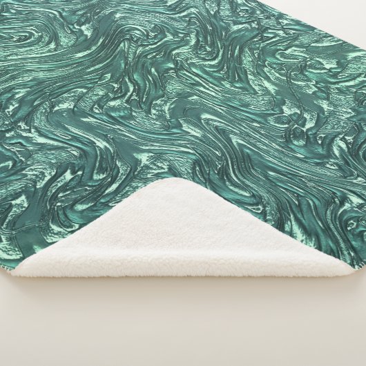質感のある翡翠と青緑色の色合い シェルパブランケット (3/4)