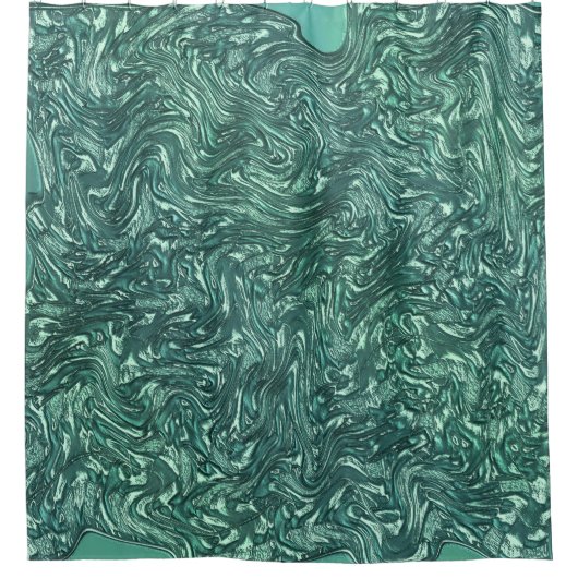 質感のある翡翠と青緑色の色合い シャワーカーテン (正面)