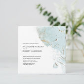 質感のある青い金ゴールドモダン結婚式招待状 招待状 (スタンド正面)