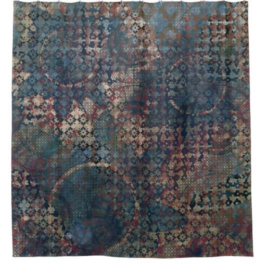 質感のきたないパッチワークが付いている汚いパターン シャワーカーテン (正面)