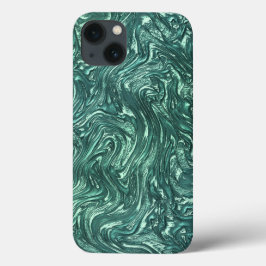 質感の玉と青緑色の色調 iPhone 13ケース