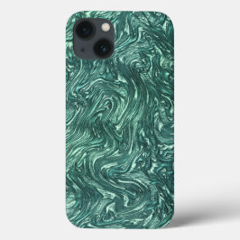 質感の玉と青緑色の色調 iPhone 13ケース