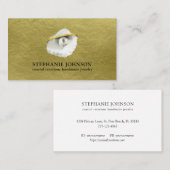 質感エレガントのある金ゴールドに真珠を付けた貝殻 名刺 (正面/裏面)