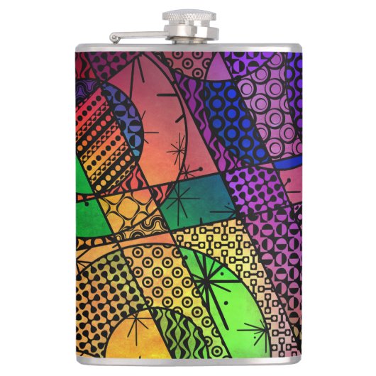 質感及びパターンとのカラフルの抽象芸術 フラスク (正面)