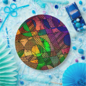 質感及びパターンとのカラフルの抽象芸術 ペーパープレート (パーティー)