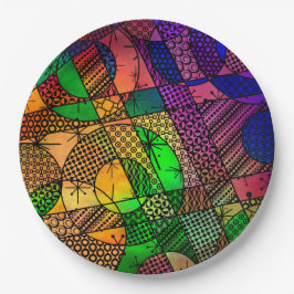 質感及びパターンとのカラフルの抽象芸術 ペーパープレート