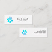 質感的に青い水彩のハートペッツ足印刷 スキニー名刺 (正面/裏面)