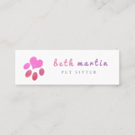 質感的ピンクポーハートペットシッター スキニー名刺