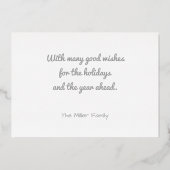 質素なメリークリスマスツリーのホイルシルエット 箔シーズンカード (裏面)