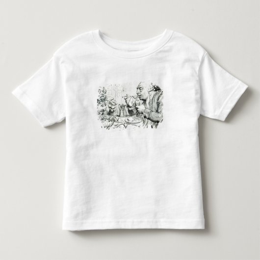 質素な食事を楽しむ禁酒 トドラーTシャツ (正面)