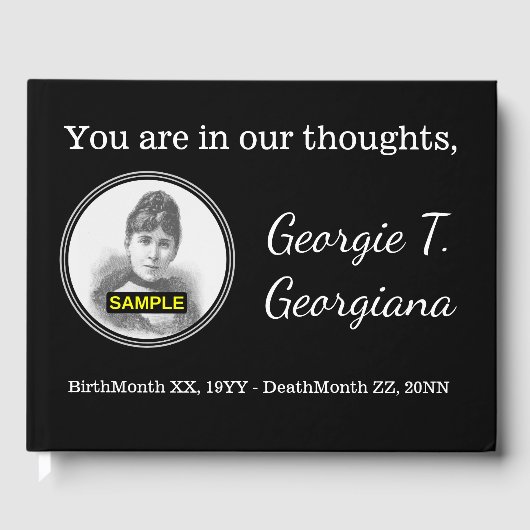 質素パーソナライズされたな葬式 ゲストブック (正面)