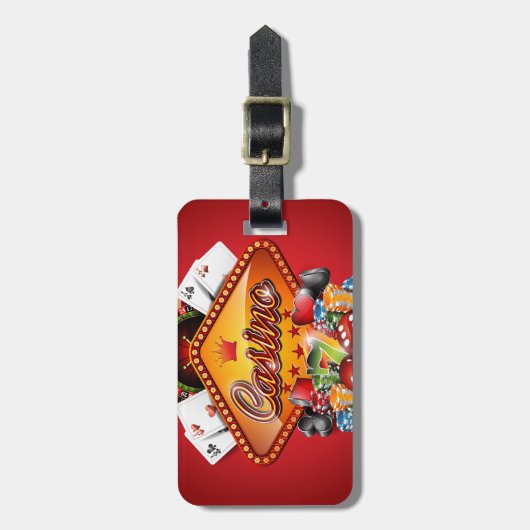 賭博の要素を持つカジノのイラストレーション ラゲッジタグ (正面縦)