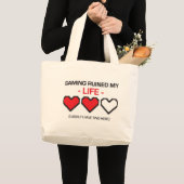 賭博は私の生命を台無しにしました! ラージトートバッグ (正面(商品))