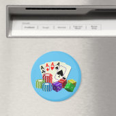 賭博カジノサイコロトランプのポーカーチップスカードアート マグネット (インサイチュ (食洗機))