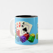 賭博カジノサイコロ、トランプのポーカーチップ遊、のカード ツートーンマグカップ (正面左)