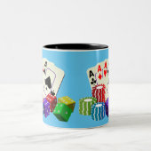 賭博カジノサイコロ、トランプのポーカーチップ遊、のカード ツートーンマグカップ (中央)