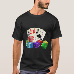 賭博カジノサイコロ、トランプのポーカーチッ遊プ、ズカード Tシャツ