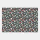 賭博サイコロトランプのポーカーチップスカルパターン ラッピングペーパーシート (正面3)