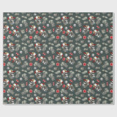 賭博サイコロトランプのポーカーチップスカルパターン ラッピングペーパー (フラット)