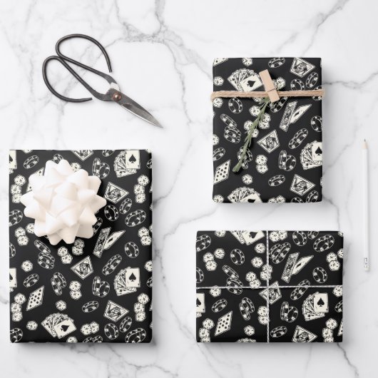 賭博トランプのポーカーストレートフラッシュカードサイコロ ラッピングペーパーシート (正面)
