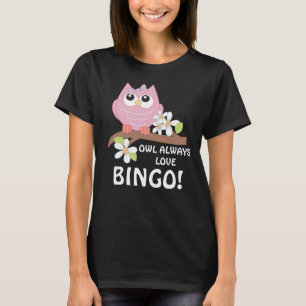 賭博ビンゴフクロウの女性Tシャツ Tシャツ