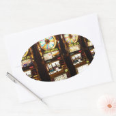 賭博マシンワンアームドバンディットマネーラスベガス 楕円形シール (封筒)