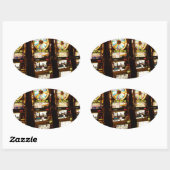 賭博マシンワンアームドバンディットマネーラスベガス 楕円形シール (シート)