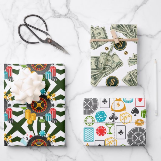賭博ラッピング紙フラットシートセット3 ラッピングペーパーシート (正面)