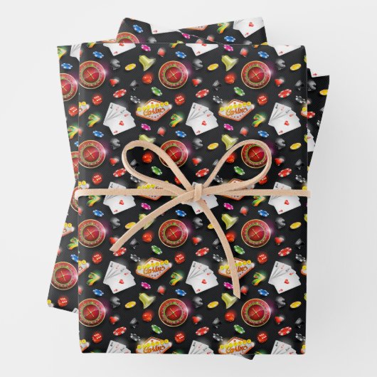 賭博ルーレットサイコロラスベガストランプのポーカーチップスカード ラッピングペーパーシート (インサイチュ)