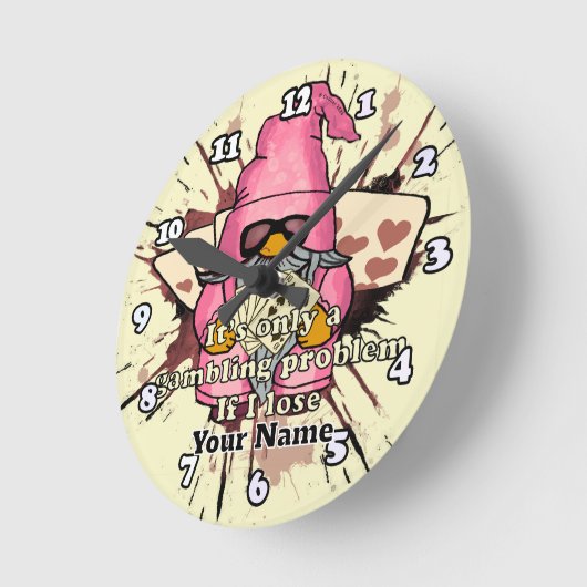 賭博問題カスタム格言時計 ラウンド壁時計 (傾斜)