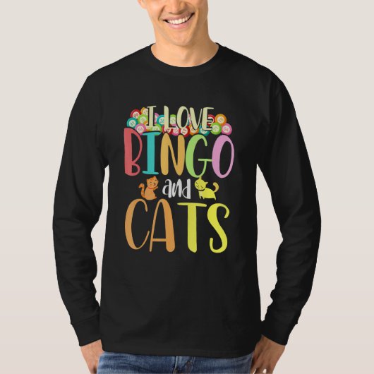 賭博宝くじプレーヤー猫動物ビンゴ Tシャツ (正面)