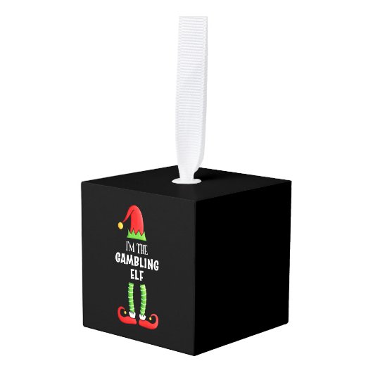 賭博小妖精や小人ファミリー一致クリスマスプレゼント キューブオーナメント (正面アングル)
