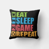 賭博-、ゲーム、繰り返し食べて下さい、眠らせて下さい-おもしろいなゲーマー クッション (裏面)