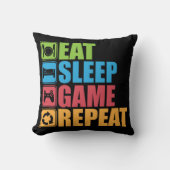 賭博-、ゲーム、繰り返し食べて下さい、眠らせて下さい-おもしろいなゲーマー クッション (正面)