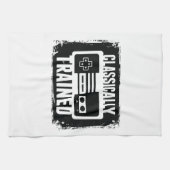 賭博-古典的に訓練される-おもしろいなビデオゲーム キッチンタオル (横)