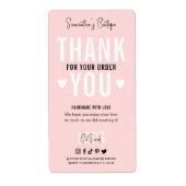 購入ありがとうピンクのトレンディーロゴ無料 ラベル (正面)