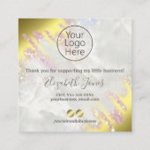 購入が減少している金ゴールドとオパールに感謝 スクエア名刺 (裏面)