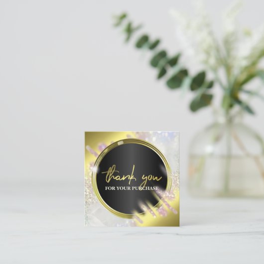 購入が減少している金ゴールドとオパールに感謝 スクエア名刺 (スタンド正面)