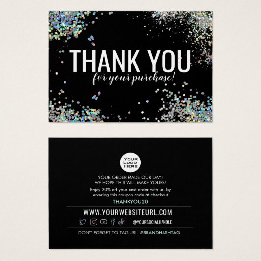 購入された顧客の割引カードに感謝 (正面&裏面)