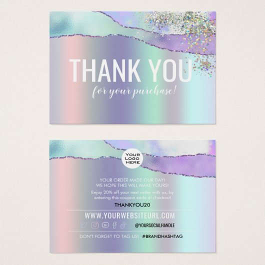 購入された顧客の割引カードに感謝 (正面&裏面)