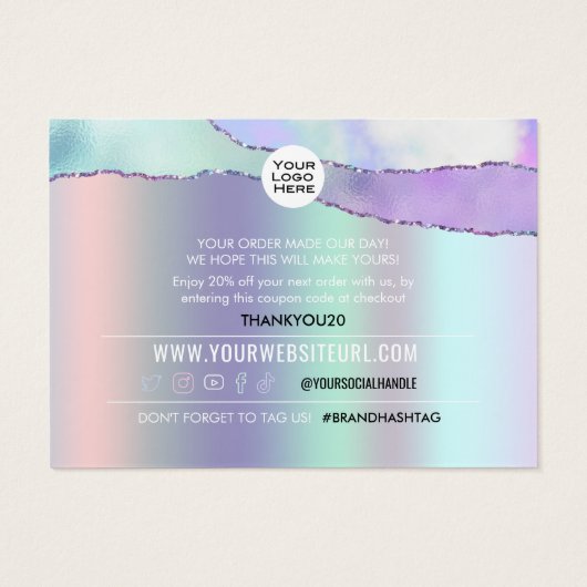 購入された顧客の割引カードに感謝 (裏面)