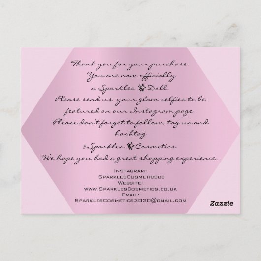 購入したピンク色のロゴをありがとうカスタム。 ポストカード (裏面)