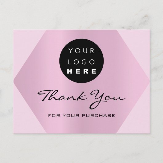 購入したピンク色のロゴをありがとうカスタム。 ポストカード (正面)