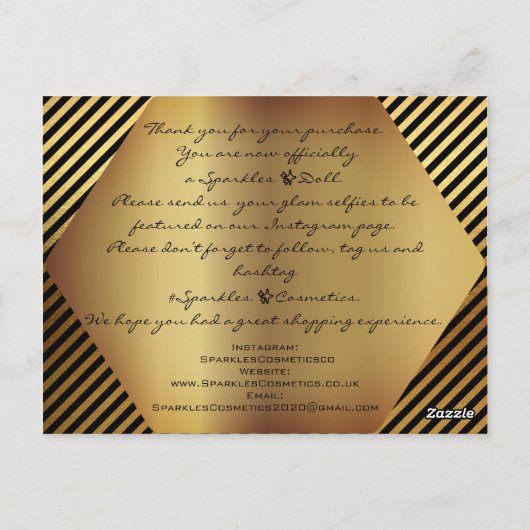 購入したブラック金ゴールドロゴ ポストカード (裏面)