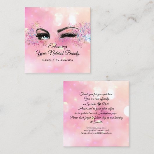 購入したメイクアップピンクをありがとう スクエア名刺 (正面/裏面)