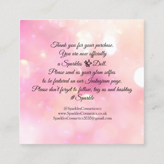 購入したメイクアップピンクをありがとう スクエア名刺 (裏面)