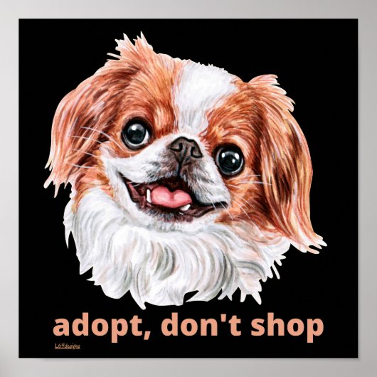 購入しない(チン日本のスパニエル犬)かわいい犬 ポスター (正面)