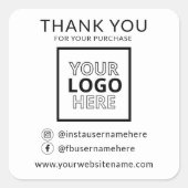 購入のビジネスロゴをありがとう スクエアシール (正面)