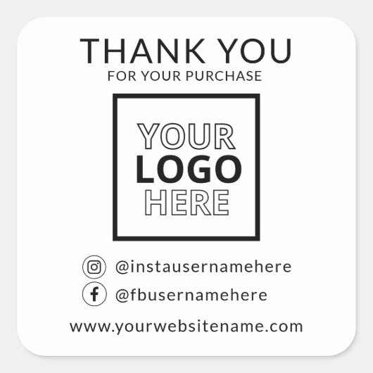 購入のビジネスロゴをありがとう スクエアシール (正面)